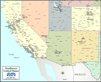 Download SOUTHWEST USA MAP To Print Southwestcolor Cocity100 